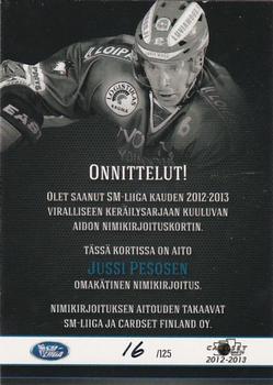 2012-13 Cardset Finland - Signature #NNO Jussi Pesonen Back