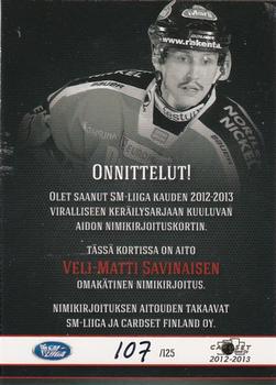 2012-13 Cardset Finland - Signature #NNO Veli-Matti Savinainen Back