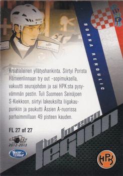 2012-13 Cardset Finland - The Foreign Legion 2 #FL 27 Borna Rendulic Back