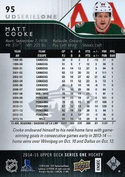 2014-15 Upper Deck #95 Matt Cooke Back