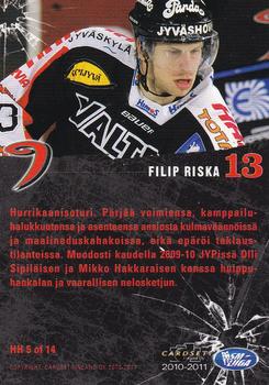 2010-11 Cardset Finland - Heavy Hitters #HH5 Filip Riska Back