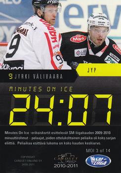 2010-11 Cardset Finland - Minutes on Ice #MOI3 Jyrki Välivaara Back