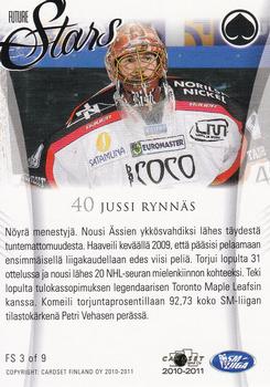 2010-11 Cardset Finland - Future Stars #FS3 Jussi Rynnäs Back