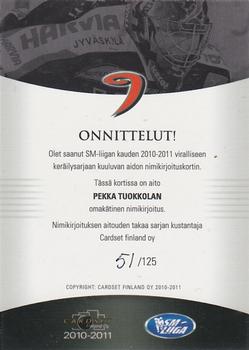 2010-11 Cardset Finland - Signature #NNO Pekka Tuokkola Back