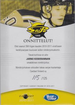 2010-11 Cardset Finland - Signature #NNO Jarno Koskiranta Back