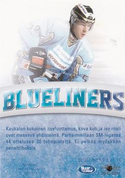 2010-11 Cardset Finland - Blueliners #BLUEL. 8 Jyri Marttinen Back