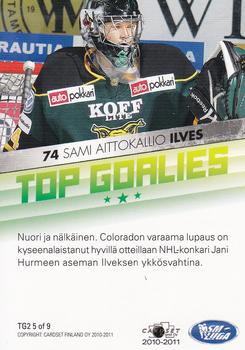 2010-11 Cardset Finland - Top Goalies 2 #TG2 5 Sami Aittokallio Back
