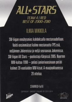 2013-14 Cardset Finland - All Stars Red Best of 2000-2010 #STARRED 4 Ilkka Mikkola Back