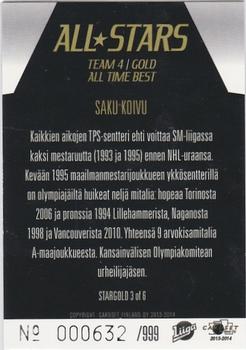 2013-14 Cardset Finland - All Stars Gold - All Time Best #STARGOLD 3 Saku Koivu Back