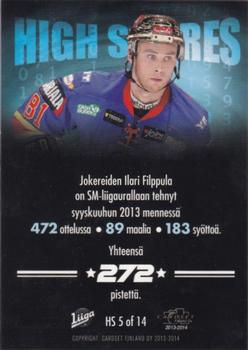 2013-14 Cardset Finland - High Scores #HS5 Ilari Filppula Back