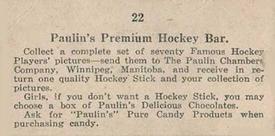 1924-26 Paulin Chambers (V128-1) #22 Dick Irvin Back