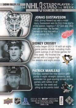 2014-15 Upper Deck MVP - NHL 3 Stars Player of the Week #3SW-10.21.13 Jonas Gustavsson / Sidney Crosby / Patrick Marleau Back