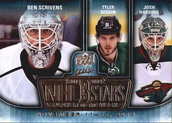 2014-15 Upper Deck MVP - NHL 3 Stars Player of the Week #3SW-11.18.13 Ben Scrivens / Tyler Seguin / Josh Harding Front