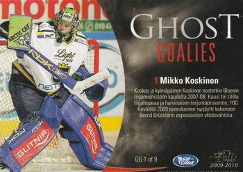 2009-10 Cardset Finland - Ghost Goalies #GG1 Mikko Koskinen Back