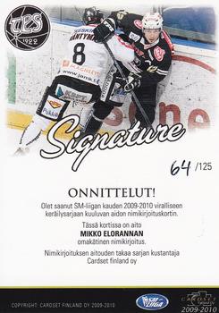 2009-10 Cardset Finland - Signature #NNO Mikko Eloranta Back