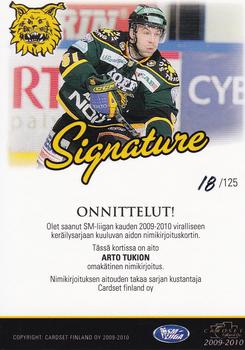 2009-10 Cardset Finland - Signature #NNO Arto Tukio Back