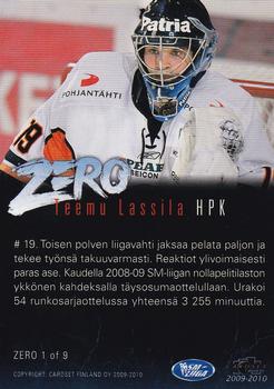 2009-10 Cardset Finland - Zero Goals #ZERO1 Teemu Lassila Back