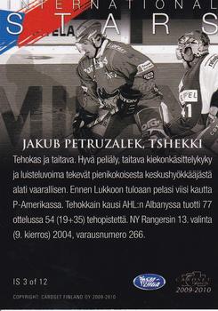 2009-10 Cardset Finland - International Stars 2 #IS3 Jakub Petruzalek Back