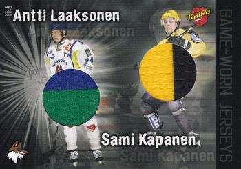 2008-09 Cardset Finland - Game-Worn Jerseys Dual #LK1 Antti Laaksonen / Sami Kapanen Front