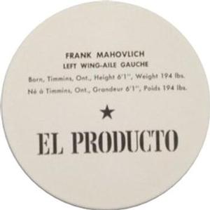 1962-63 El Producto Box Panels - Hockey Star Coasters #NNO Frank Mahovlich Back