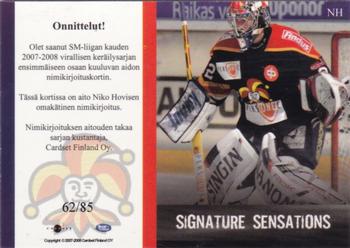 2007-08 Cardset Finland - Signature Sensations #NH Niko Hovinen Back