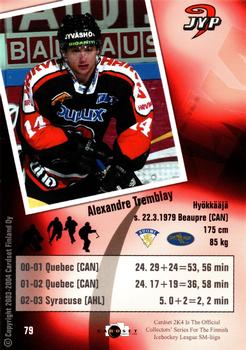 2003-04 Cardset Finland #79 Alexandre Tremblay Back