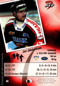 2003-04 Cardset Finland #80 Jari Jääskeläinen Back
