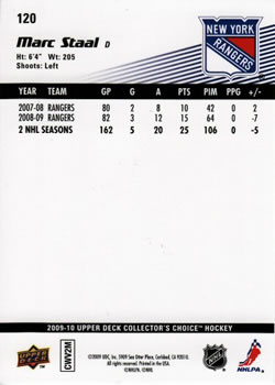 2009-10 Collector's Choice #120 Marc Staal Back