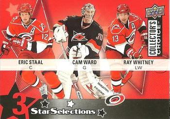 2009-10 Collector's Choice #206 Eric Staal / Cam Ward / Ray Whitney Front