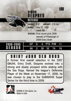 2009-10 In The Game Heroes and Prospects #100 Simon Despres Back