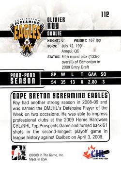 2009-10 In The Game Heroes and Prospects #112 Olivier Roy Back