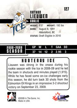 2009-10 In The Game Heroes and Prospects #127 Nathan Lieuwen Back
