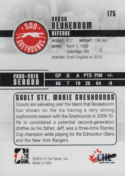 2009-10 In The Game Heroes and Prospects #175 Brock Beukeboom Back