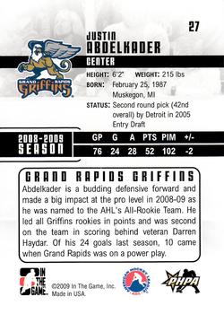 2009-10 In The Game Heroes and Prospects #27 Justin Abdelkader Back