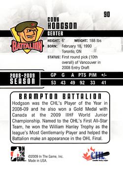2009-10 In The Game Heroes and Prospects #90 Cody Hodgson Back
