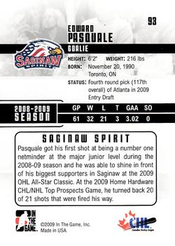 2009-10 In The Game Heroes and Prospects #93 Edward Pasquale Back
