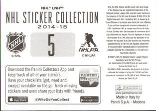 2014-15 Panini Stickers #5 Boston Bruins Away Jersey Back