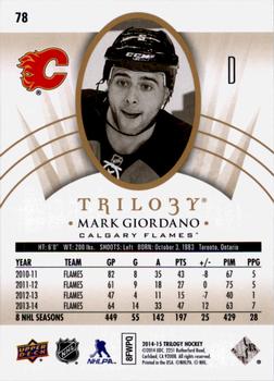 2014-15 Upper Deck Trilogy #78 Mark Giordano Back