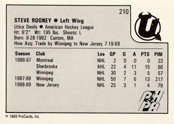 1989-90 ProCards AHL #210 Steve Rooney Back