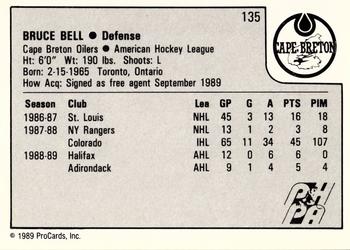 1989-90 ProCards AHL #135 Bruce Bell Back