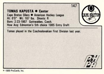 1989-90 ProCards AHL #147 Tomas Kapusta Back