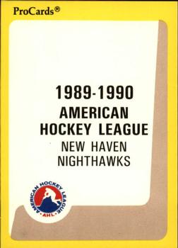 1989-90 ProCards AHL #1 New Haven Checklist Front