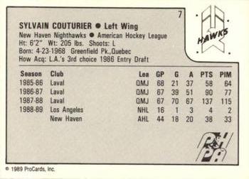 1989-90 ProCards AHL #7 Sylvain Couturier Back
