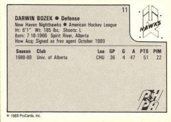 1989-90 ProCards AHL #11 Darwin Bozek Back