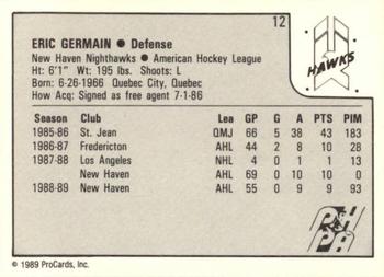 1989-90 ProCards AHL #12 Eric Germain Back