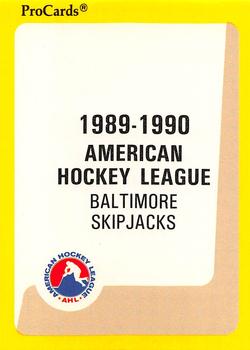 1989-90 ProCards AHL #77 Baltimore Checklist Front