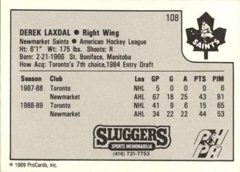1989-90 ProCards AHL #108 Derek Laxdal Back