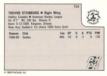 1989-90 ProCards AHL #154 Trevor Stienburg Back
