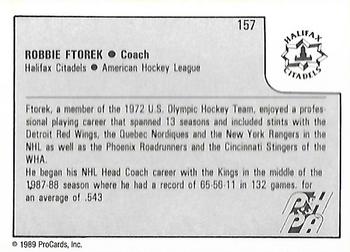 1989-90 ProCards AHL #157 Robbie Ftorek Back