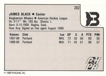 1989-90 ProCards AHL #292 James Black Back